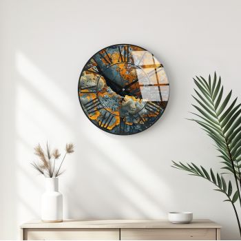 Ceas de perete decorativ din sticlă, Huhu330, Diametru: 40 cm (1 bucată), Multicolor