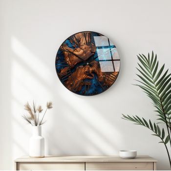 Ceas de perete decorativ din sticlă, Huhu332, Diametru: 40 cm (1 bucată), Multicolor