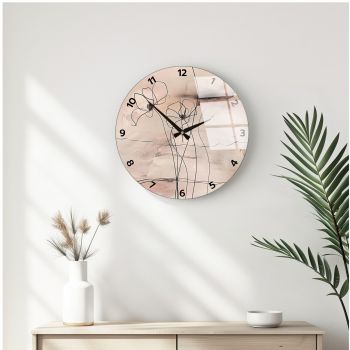 Ceas de perete decorativ din sticlă, Huhu343, Diametru: 40 cm (1 bucată), Multicolor
