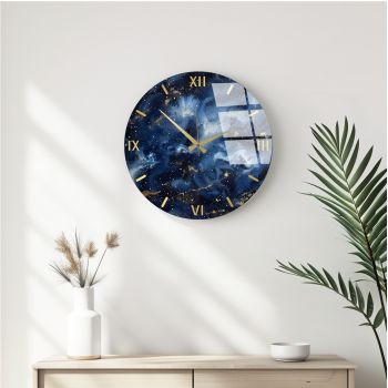 Ceas de perete decorativ din sticlă, Huhu350, Diametru: 40 cm (1 bucată), Multicolor
