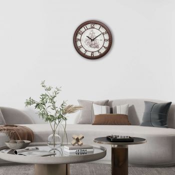 Ceas de perete decorativ, Hisar Sail, Dimensiune: 40 x 40 cm, Maro
