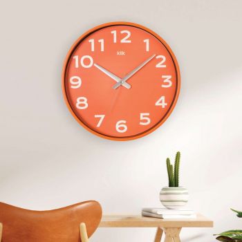 Ceas de perete decorativ, Joy, Dimensiune: 38 x 38 cm, Portocaliu