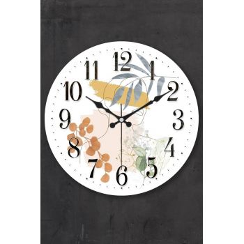 Ceas de perete decorativ, Myk1383-01, Diametru: 36 cm, Multicolor