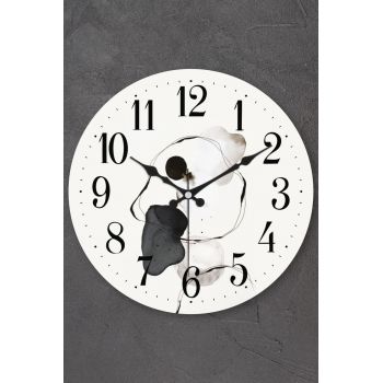 Ceas de perete decorativ, Myk1383-06, Diametru: 36 cm, Multicolor