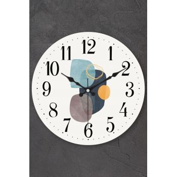 Ceas de perete decorativ, Myk1383-08, Diametru: 36 cm, Multicolor