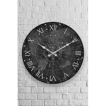 Ceas de perete decorativ, Myk1383-17, Diametru: 36 cm, Multicolor