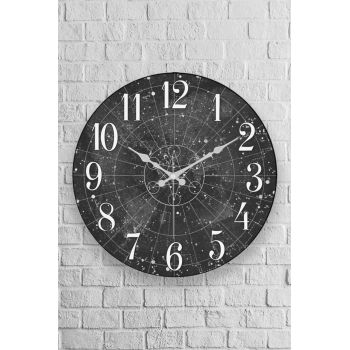 Ceas de perete decorativ, Myk1383, Diametru: 36 cm, Multicolor