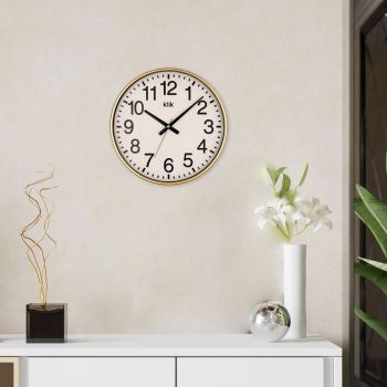 Ceas de perete decorativ, Simplex, Dimensiune: 38 x 38 cm, Auriu