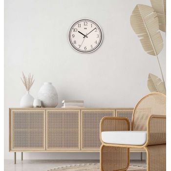 Ceas de perete decorativ, Slim, Dimensiune: 30,5 x 30,5 cm, Alb