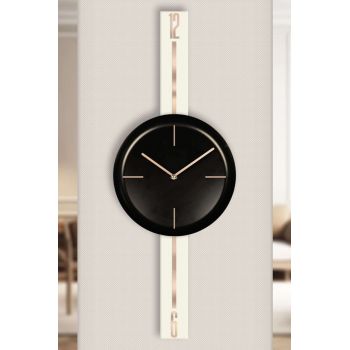 Ceas de perete decorativ, Vlnt103Krsyh, ø30 cm, Crem/Negru