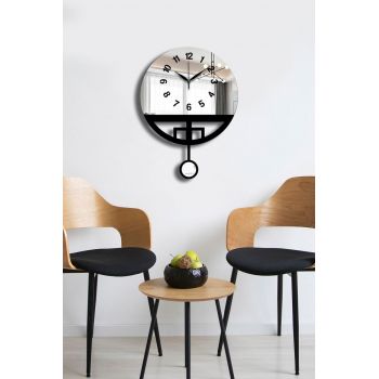 Ceas de perete decorativ, Vlnt108Gu, Diametru: 39 cm, Negru