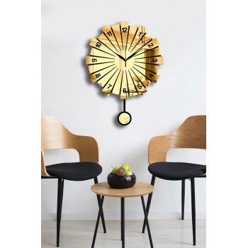 Ceas de perete decorativ, Vlnt111Al, Diametru: 39 cm, Auriu