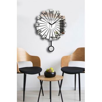 Ceas de perete decorativ, Vlnt111Gu, Diametru: 39 cm, Argintiu
