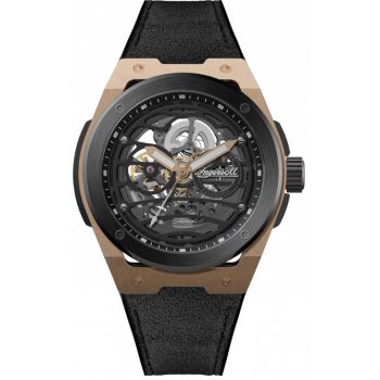Ceas pentru bărbați  I15202 - negru - tip skeleton - curea din material - automatic