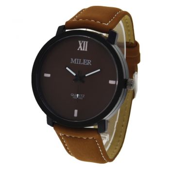 Ceas barbatesc, curea piele, CS 05, model elegant, cadran negru
