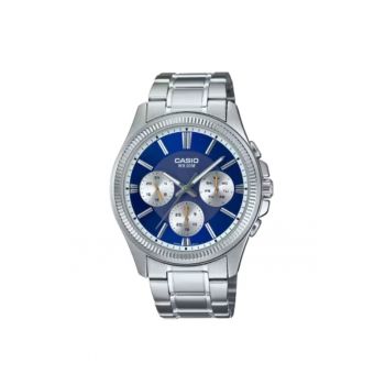 Ceas barbatesc -  DAY DATE MULTIFUNCTION - inox - argintiu/albastru