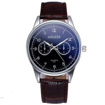Ceas barbatesc elegant MiGEER, curea piele maro