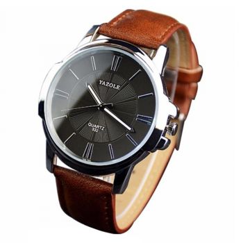 Ceas barbatesc elegant, Yazole CS394, curea piele maro
