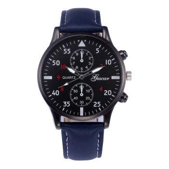 Ceas barbatesc Gescar CS569, stil casual, cadran negru, curea piele
