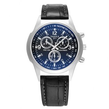 Ceas barbatesc Yazole, curea piele, model elegant, cadran negru, CS24