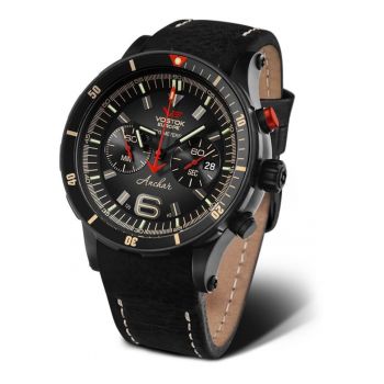 Ceas barbati  Anchar 6S21-510C582 - negru - mecanism Quartz - piele - silicon