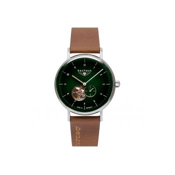 Ceas  barbati automat - Miyota 82S5 - 42h rezerva - verde - curea din piele naturala - 5 ATM