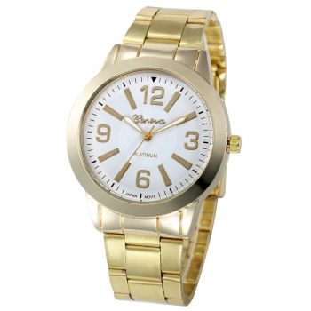 Ceas Dama Geneva CS623, bratara metalica, stil elegant, cadran cu cristale