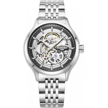 Ceas de barbati  101984 41 85 10 - clasic - din otel - cu mecanism skeleton