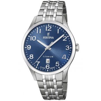 Ceas de barbati  20466/2 clasic albastru din titan