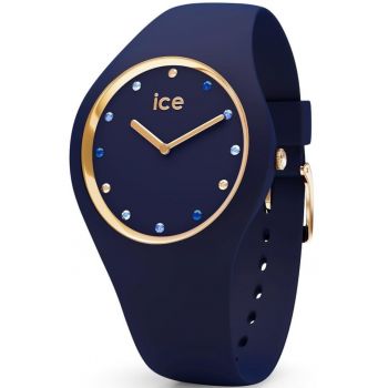 Ceas de dama -  016301 - curea bleu - carcasa aurie - potrivit pentru inot