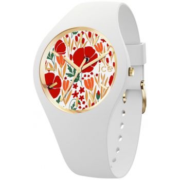 Ceas de dama  020512 alb - cu flori de moda pe cadran