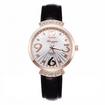 Ceas de dama elegant Hongyee, curea piele, cadran cu cristale