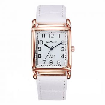 Ceas de dama elegant Womage, curea piele white