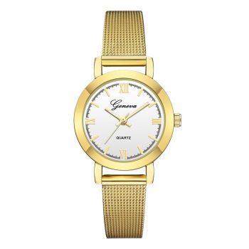 Ceas de dama Geneva CS652, bratara metalica, stil Casual