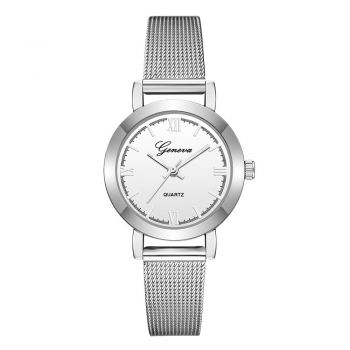 Ceas de dama Geneva CS653, bratara metalica, stil Casual
