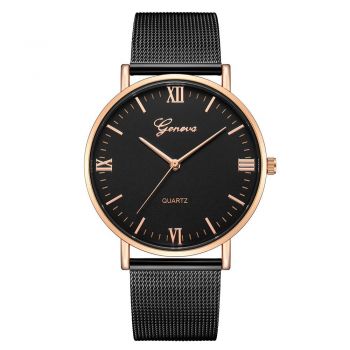 Ceas de dama Geneva CS655, bratara metalica, stil Elegant