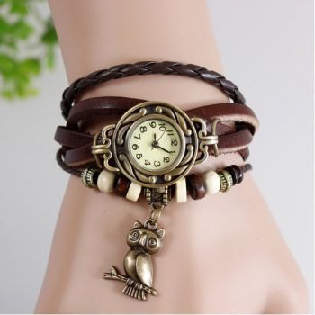 Ceas de dama Retro Vintage CS582, curea din piele, culoare maro