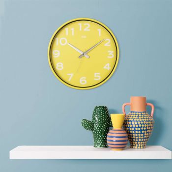 Ceas de perete decorativ, Joy, Dimensiune: 38 x 38 cm, Galben