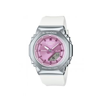 Ceas sport  G-SHOCK GM-S2110-7A6ER - roz - 40mm - curea cauciuc alb - rezistent la apa 20 ATM