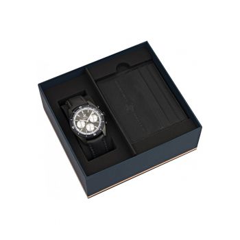 Setul masculin BEVERLY HILLS BP3619X.661 - husa neagra pentru carduri in stil fashion