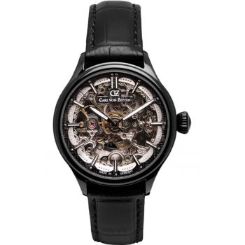 Ceas barbatesc  automat - curea piele neagra - 38mm - rezistent la apa 3 ATM