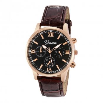 Ceas barbatesc elegant Geneva, curea piele maro