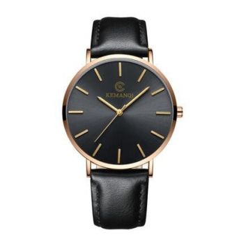 Ceas barbatesc elegant, KEMANQI, curea piele neagra