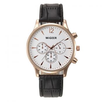Ceas barbatesc elegant MiGEER CS684, curea piele neagra