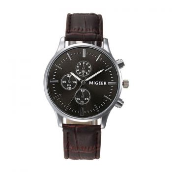 Ceas barbatesc elegant MiGEER CS686, curea piele MARO