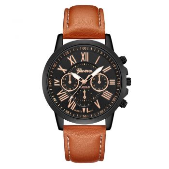 Ceas barbatesc GENEVA, stil casual, curea piele
