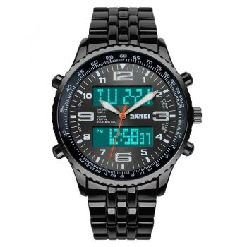 Ceas Barbatesc SKMEI CS895, Fashion & Casual, Rezistent la apa, Otel inoxidabil, Calitate premium, Negru