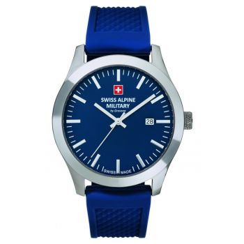 Ceas barbatesc Swiss Alpine Military - model SAM7055.1835 - culoare albastra - curea din piele