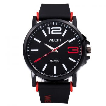 Ceas Barbatesc, Wecin CS892, model army rosu, curea silicon, stil sport