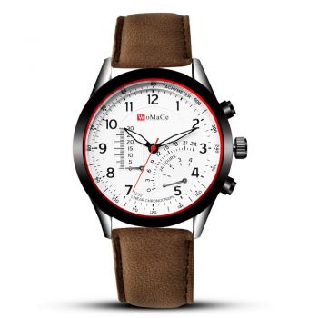 Ceas barbatesc WoMaGe CS740, curea din piele, model casual